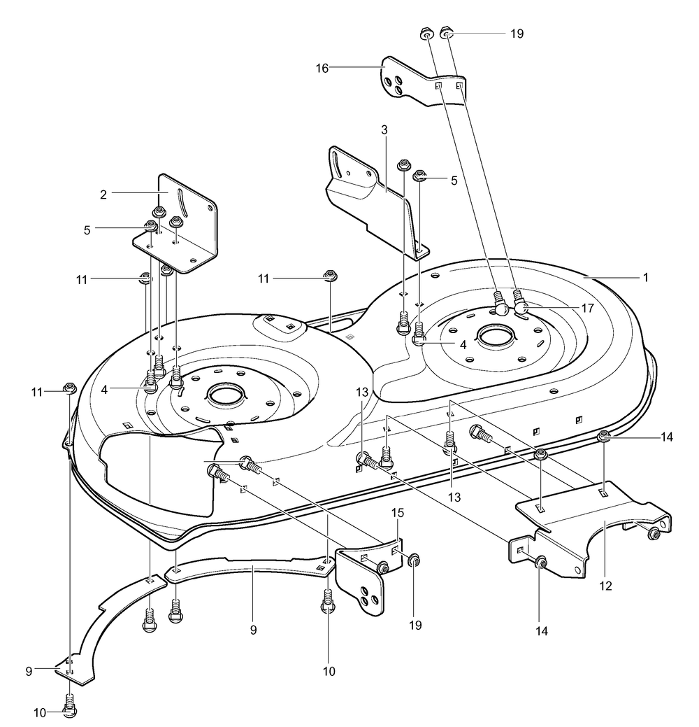 Deck Assembly (Part 1) Diagram and Parts List for 42581X50D 2001 Briggs and Stratton Lawn Tractor